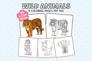 Wild Animals Coloring Pages, an Animal Illustration by DesignDevisers (Thumbnail 1 of 6)