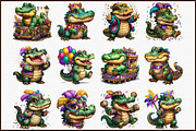 Watercolor Mardi Gras Crocodile Clip, an Illustration by Sublimation Artist (Thumbnail 3 of 6)