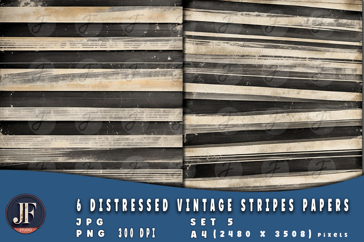Distressed Vintage Stripes Papers 5, a Background Graphic by Joaquin Fernandez Studio (Photo 3 of 4)
