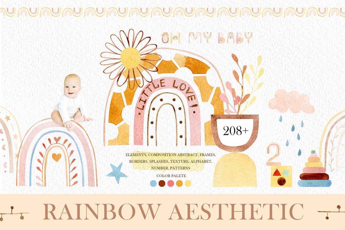Watercolor rainbow abstract cute, an Illustration by AnnaTkachi (Photo 1 of 8)