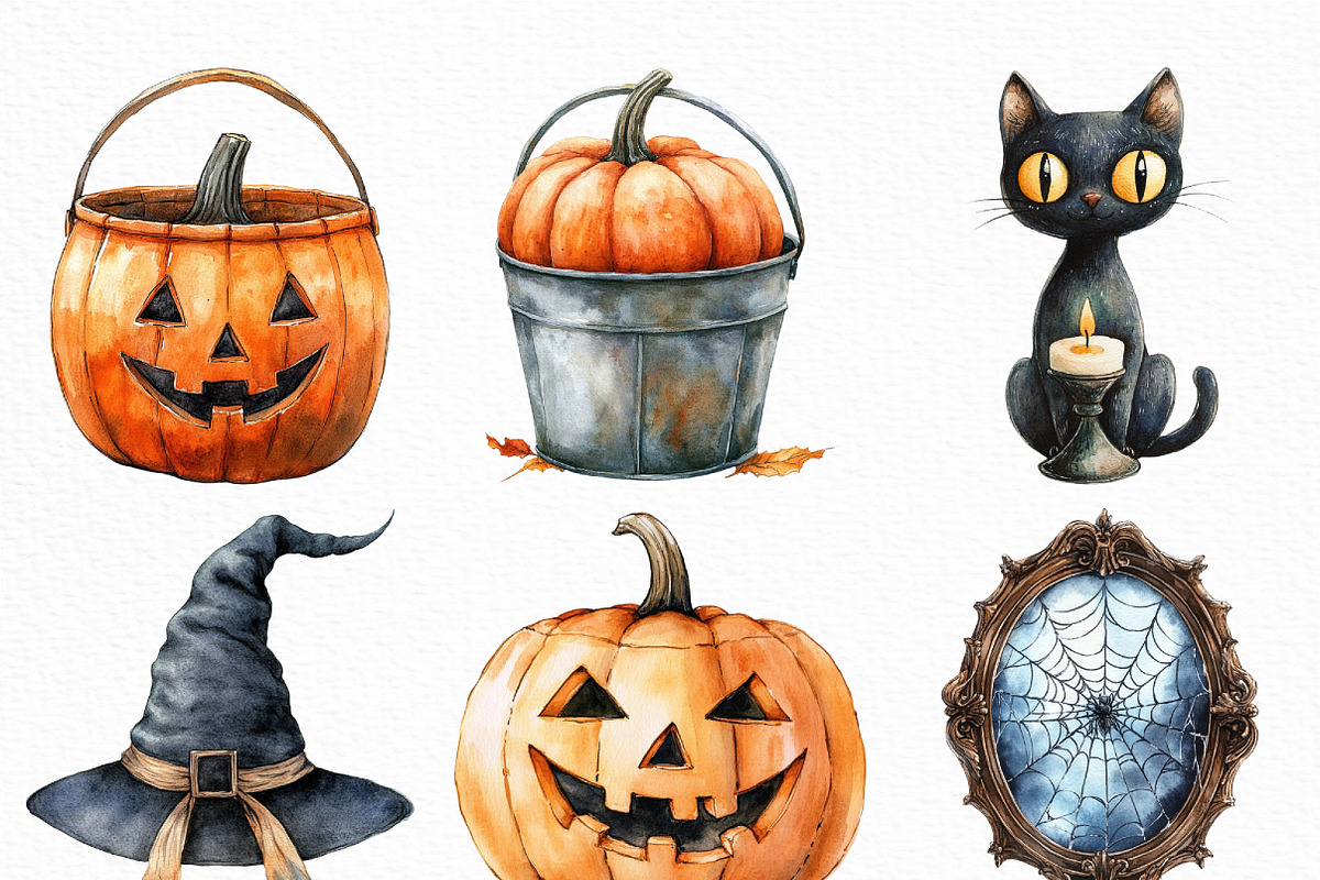 Vintage Halloween Décor Clipart, an Illustration by Craft Nest (Photo 2 of 6)