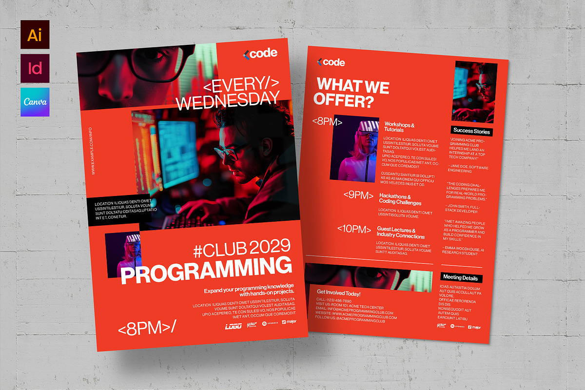 Programming Club Flyer Template, a Flyer Template by BrandPacks (Photo 1 of 5)