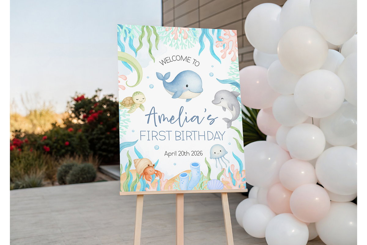 Oneder The Sea Birthday Bundle, a Templates & Theme by Digital_Mind (Photo 8 of 8)