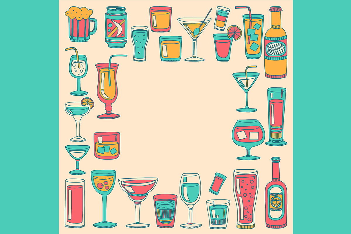 Doodle cocktail icons and patterns, a Pattern Graphic by Art Loft (Photo 3 of 16)