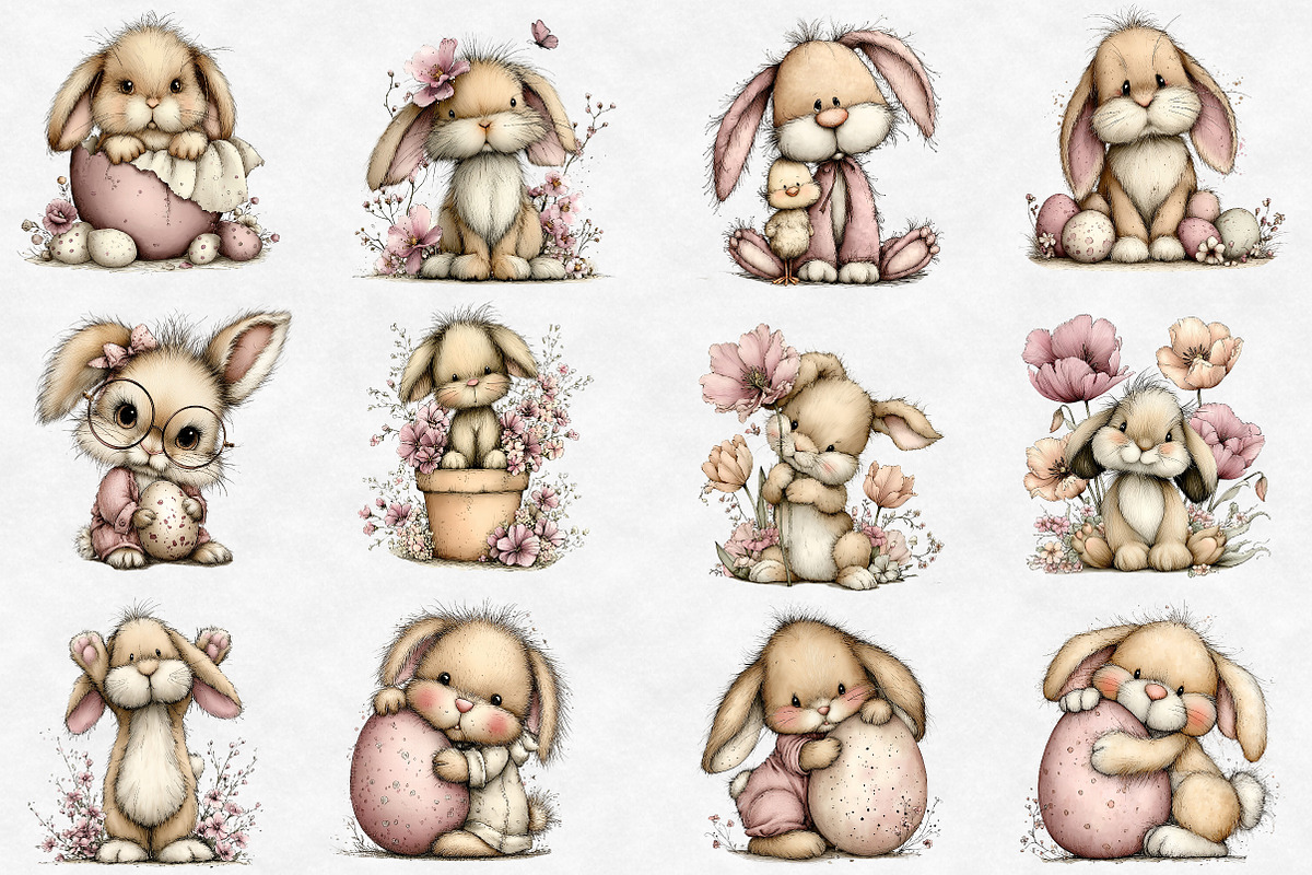 Whimsical Easter Bunny Clipart, an Illustration by Designworld (Photo 2 of 6)
