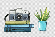 watercolor bookshelf with books set, a Decorative Illustration by Kamenuka (Thumbnail 4 of 4)