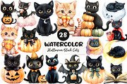 Cute Halloween Black Cats Clipart, an Illustration by CreationArt (Thumbnail 1 of 5)