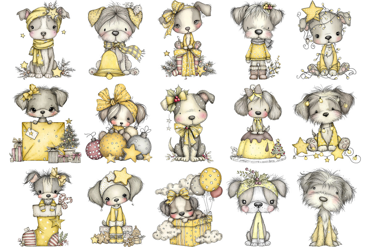 Whimsical Christmas Dog Clipart, an Illustration by Pixels.Craft (Photo 4 of 5)