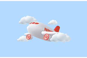 3d Airplane flying in clouds, a Transportation Illustration by ModVector