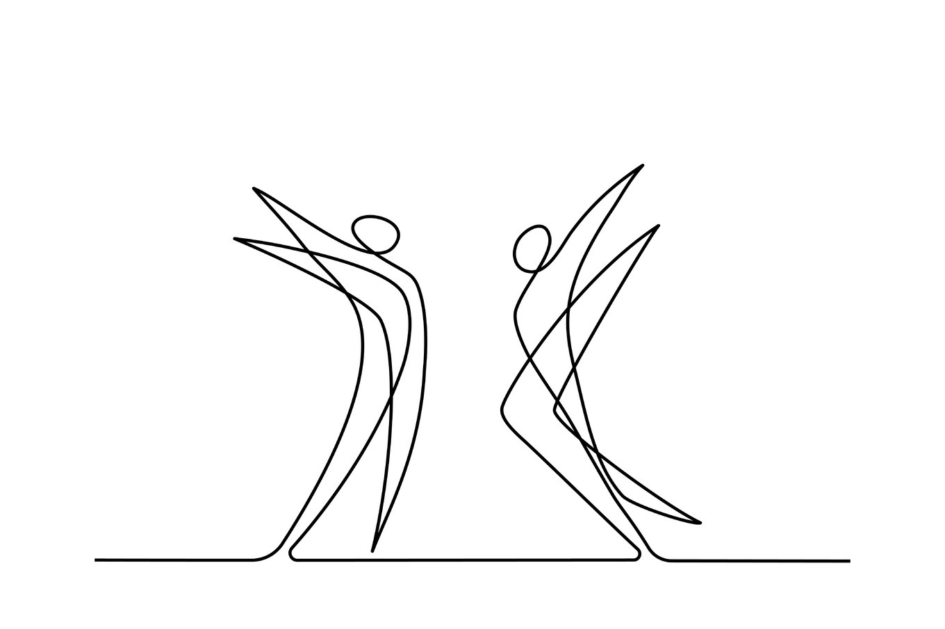 line drawing of abstract dancers, a Person Illustration by Valenty