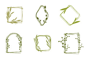 Various organic green floral frames, an Object Illustration by okskukuruza