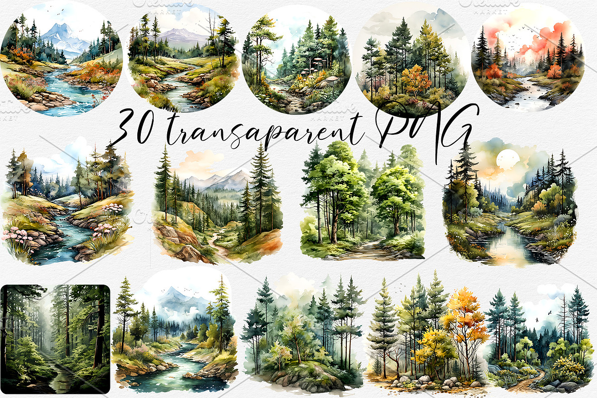 Forest & Landscape clipart, an Object Graphic by clipartconnection (Photo 2 of 2)