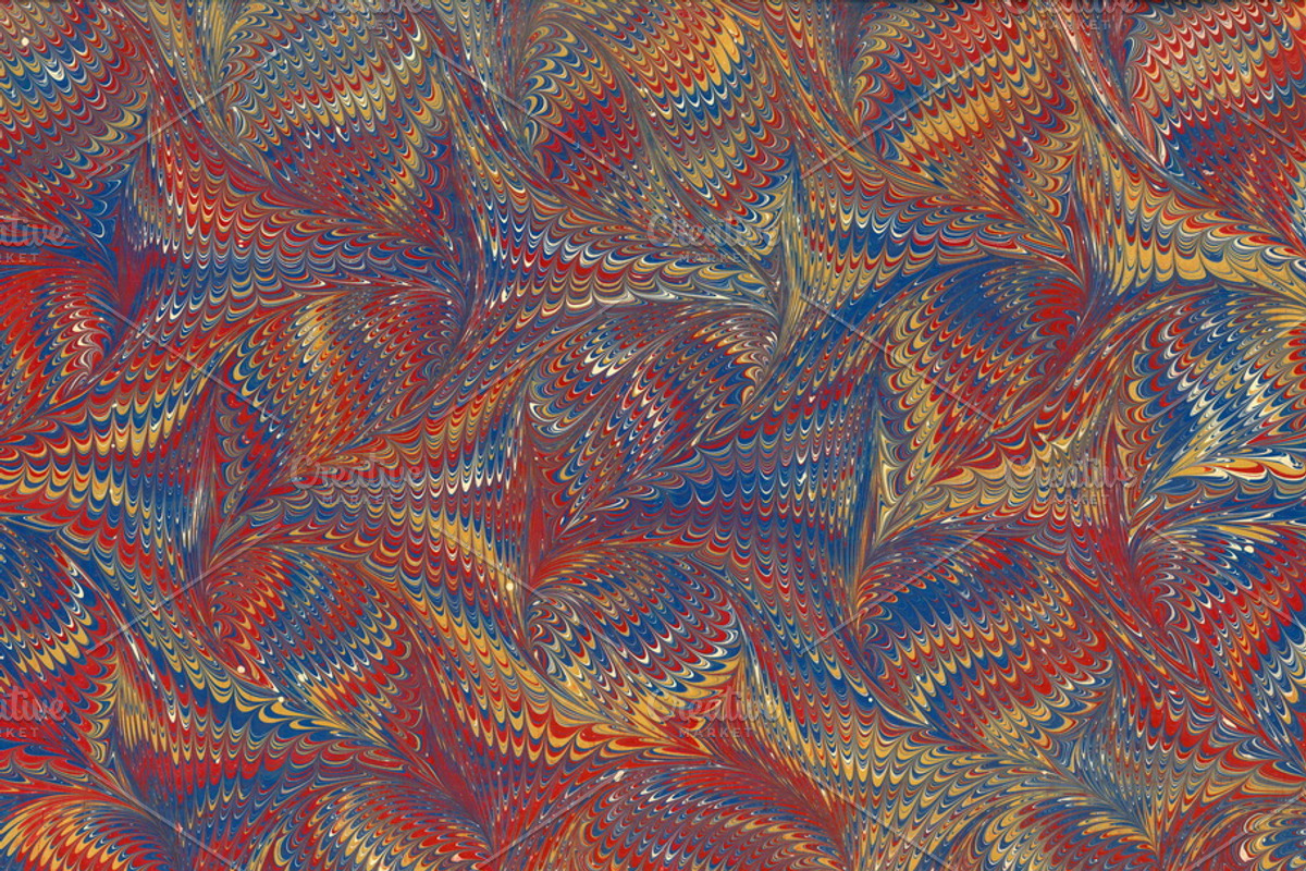 2 Marbled papers Red Feathers, a Texture Graphic by Marblingdom (Photo 2 of 3)