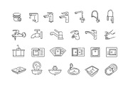 Plumbing and Sink Line Icons Set, an Outline Icon by Tettygreen (Thumbnail 2 of 2)