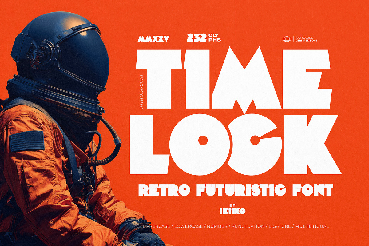 Timelock - Retro Futuristic Font, a Symbol Font by ikiiko (Photo 1 of 7)