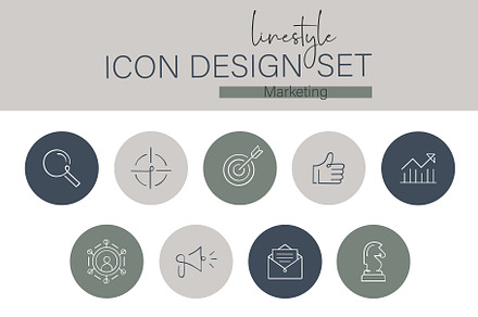Linestyle Icon Design Set Marketing, an Outline Icon by pepulousdsg
