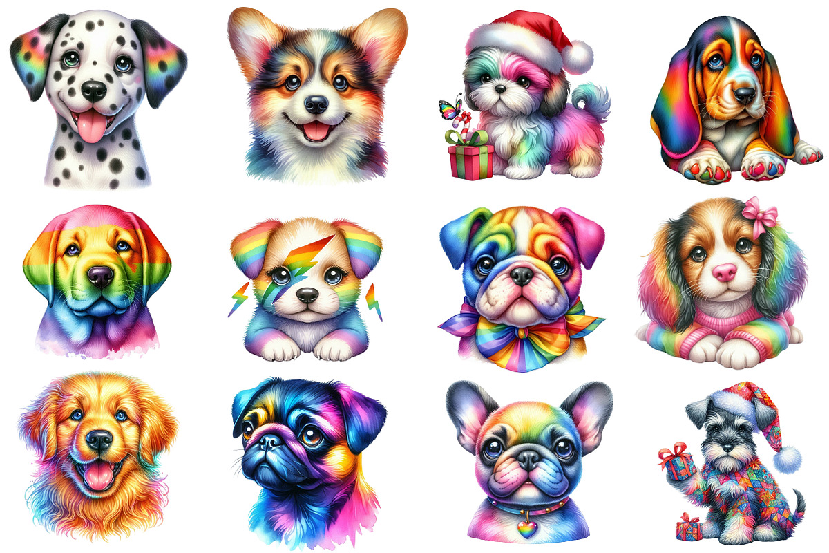 Colorful Baby Dog Face Sublimation, an Illustration by CreationArt (Photo 2 of 5)