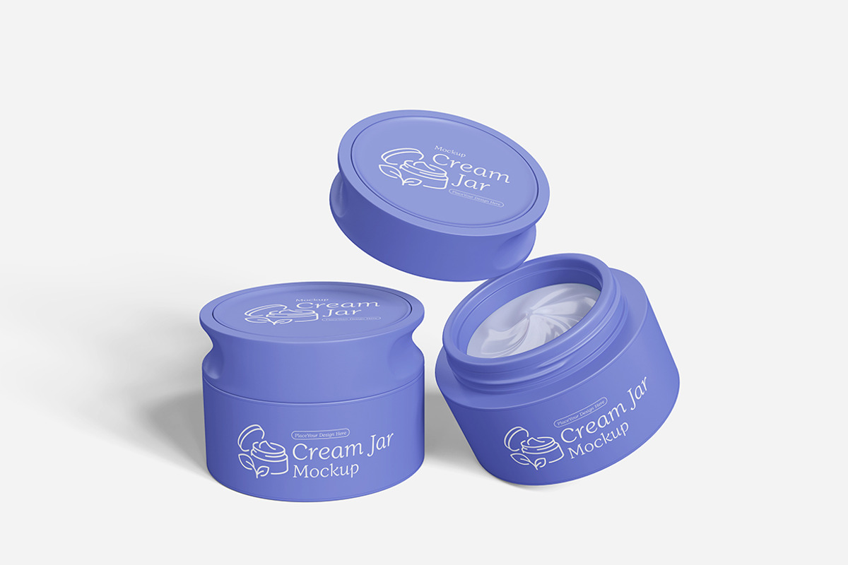 Cream Jar Mockup PSD, an Advertising Mockup by Indah (Photo 2 of 6)