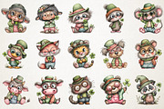 Cute Animal Holding Shamrock Clipart, an Animal Illustration by RobertsArt (Thumbnail 5 of 6)