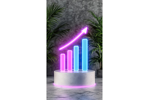 Neon business growth chart with, an Abstract Photo by Lermont51