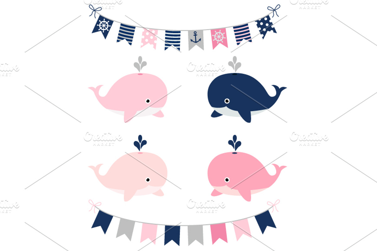 Girl nautical set with whales, an Illustration by Pravokrugulnik (Photo 3 of 3)