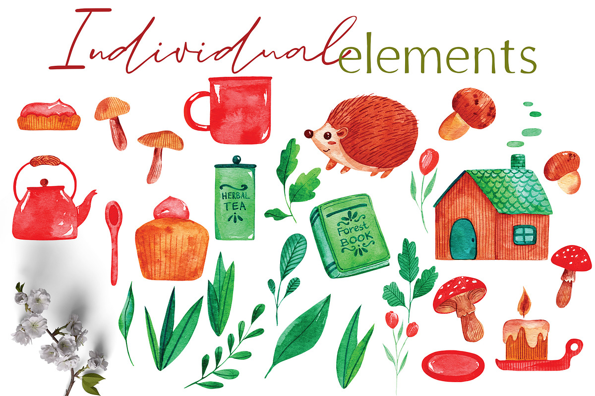 Cozy watercolor clipart & patterns, a Seasonal Illustration by Yelloo Fish (Photo 5 of 15)