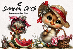 Funny Summer Chick Clipart, an Illustration by CreationArt