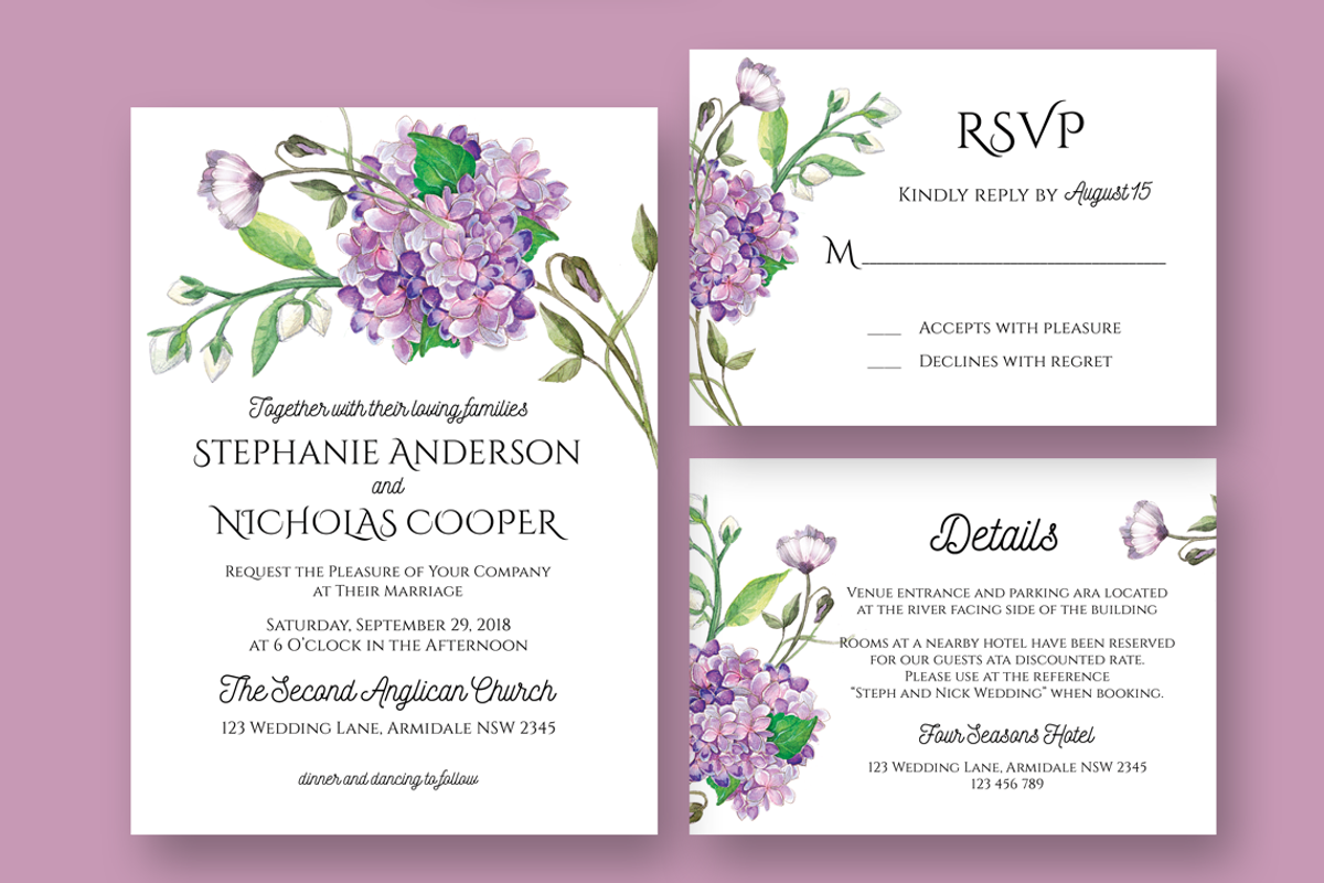 Hydrangea Wedding Invitation Suite, an Invitation Template by Inkpower (Photo 2 of 2)
