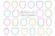 Watercolor Hand-painted Crest Frames, an Object Graphic by GraphicsDish (Thumbnail 1 of 2)