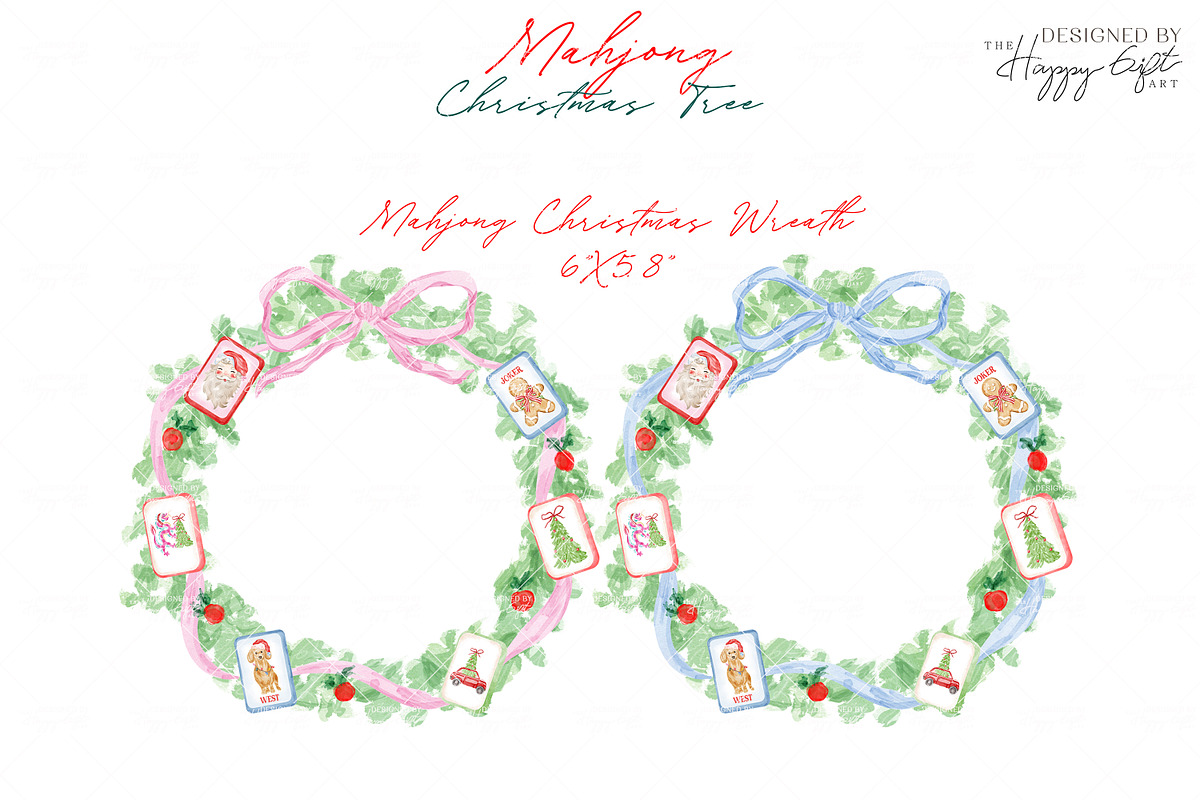 Mahjong Christmas Tree illustrations, a Decorative Illustration by TheHappyGiftArt (Photo 3 of 12)