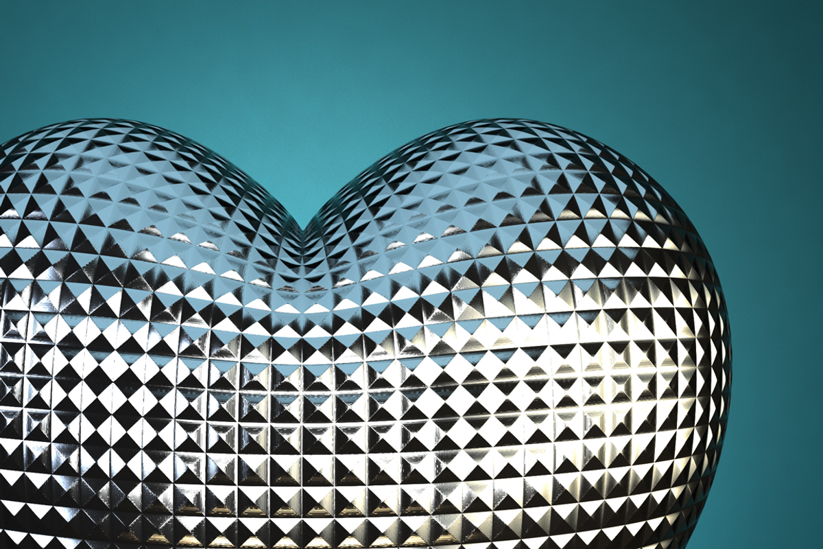 Silver Knurled Heart Shape, an Object Graphic by Industrial Artworks (Photo 2 of 2)
