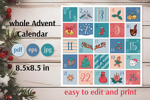 Christmas Advent Calendar 25 Cards