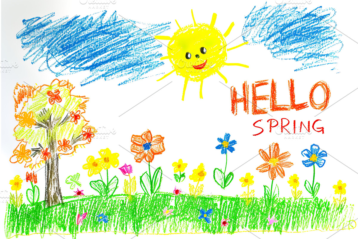 Childs bright spring drawing of, an Illustration by Lermont51