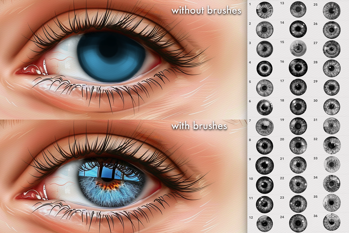 Procreate Eye Irises face brushes, a Brush Add-On by Revabrush (Photo 7 of 10)