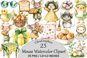 Mouse Watercolor Clipart Bundle, an Illustration by CitraGraphics