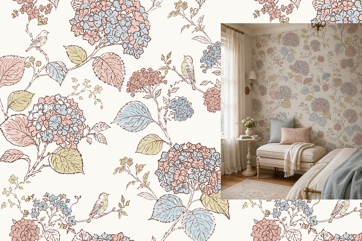 Hydrangea Daydream by AashimaDesigns, a Pattern Graphic by AashimaDesigns (Photo 2 of 5)