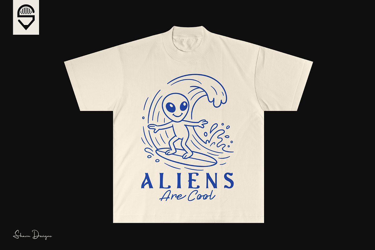 Aliens are cool, an alien surfing, a Graphic by shaondesigns (Photo 4 of 4)