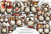 Valentines Birds Clipart PNG, an Illustration by SinaCreation (Thumbnail 1 of 11)