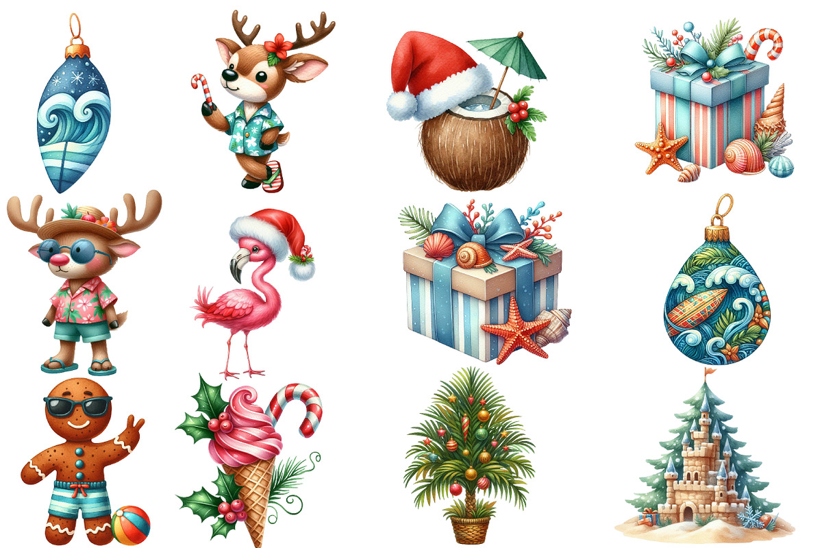 Summer Christmas PNG Watercolor, an Illustration by Designworld (Photo 5 of 6)