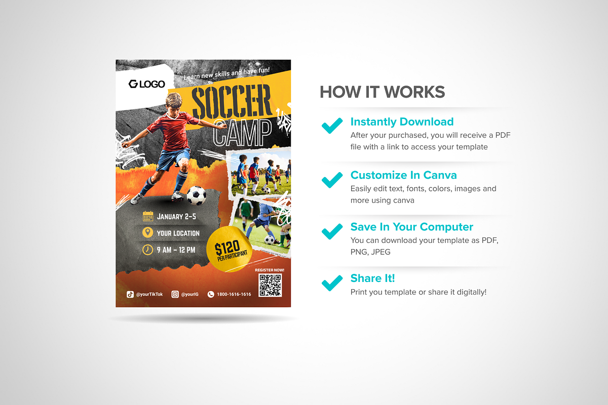 Canva Soccer Football Camp Flyer preview 3