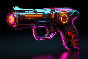 Futuristic Neon pistol arcade gun, a Technology Illustration by Ylivdesign