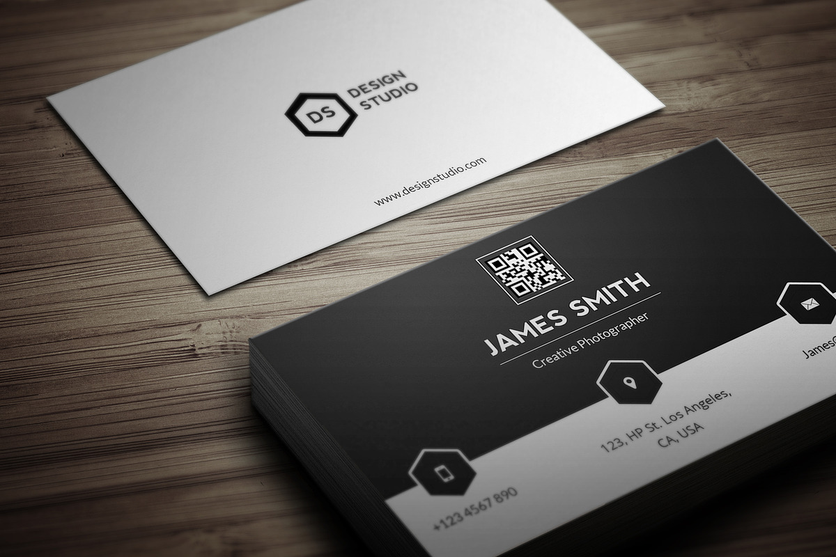 Black & White Minimal Business Card, a Business Card Template by PSD Storm (Photo 1 of 5)