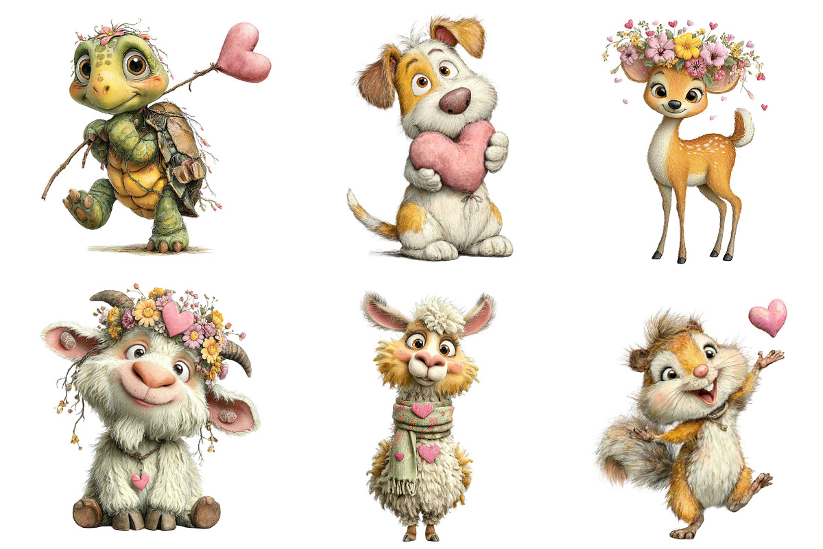 Valentine Whimsical Animals Clipart, an Illustration by Dream Creation (Photo 5 of 7)