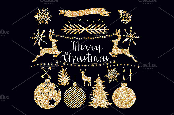 Golden Christmas Clipart preview 2