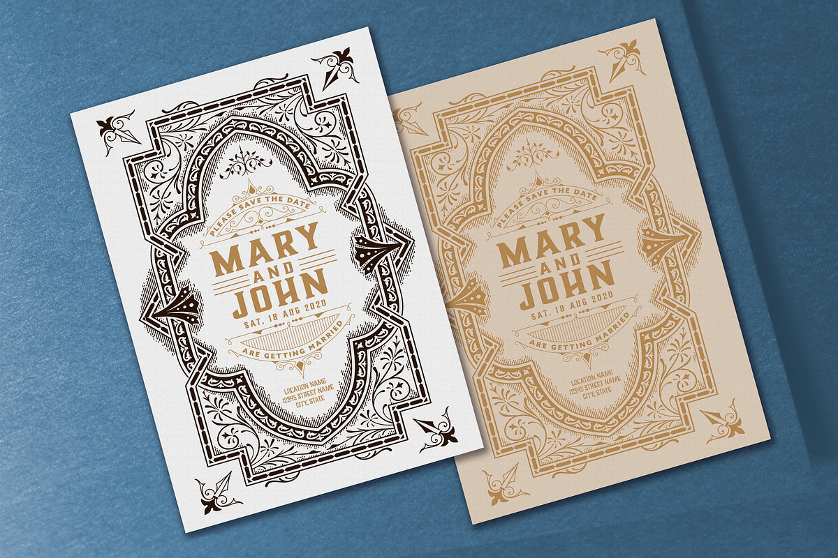 Mega Set Vintage Wedding Invitations, an Invitation Template by OneVectorStock (Photo 13 of 18)