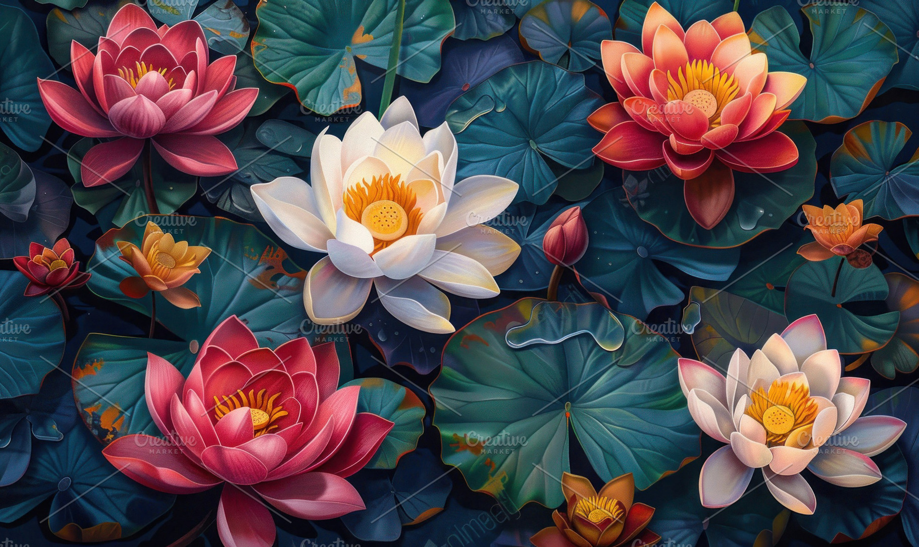 Vivid illustration of blooming lotus, a Photo by LOGOCREATIVE