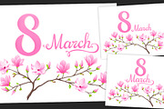 SET / 8 / Magnolia Textures, 8 march, a Decorative Illustration by Nadin_Lebedeva (Thumbnail 3 of 6)