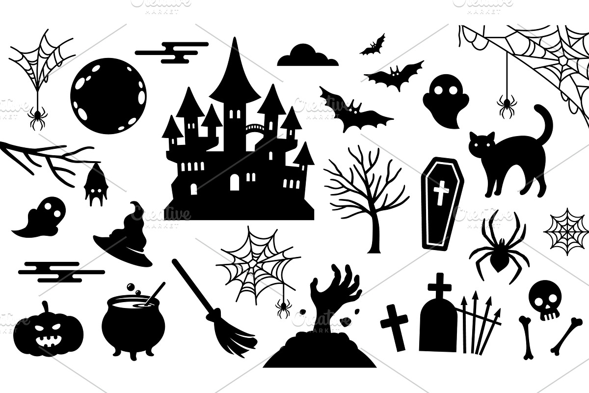 Halloween icons set black, an Object Illustration by kotoffei