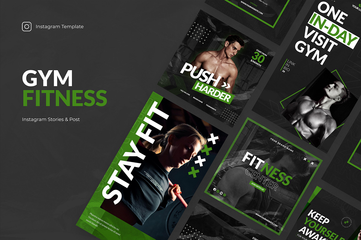 Gym & Fitness Instagram Template, a Social Media Template by LA-STUDIO1 (Photo 1 of 3)