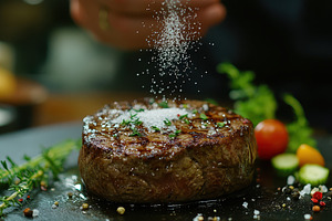 Gourmet Steak Salted Perfectly Grill, a Food & Drink Photo by Pixeness Studio